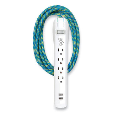 360 Electrical Habitat 4-outlet Surge Protector Plus Usb, 6 Ft Cord, Mint Julep freeshipping - TVN Wholesale